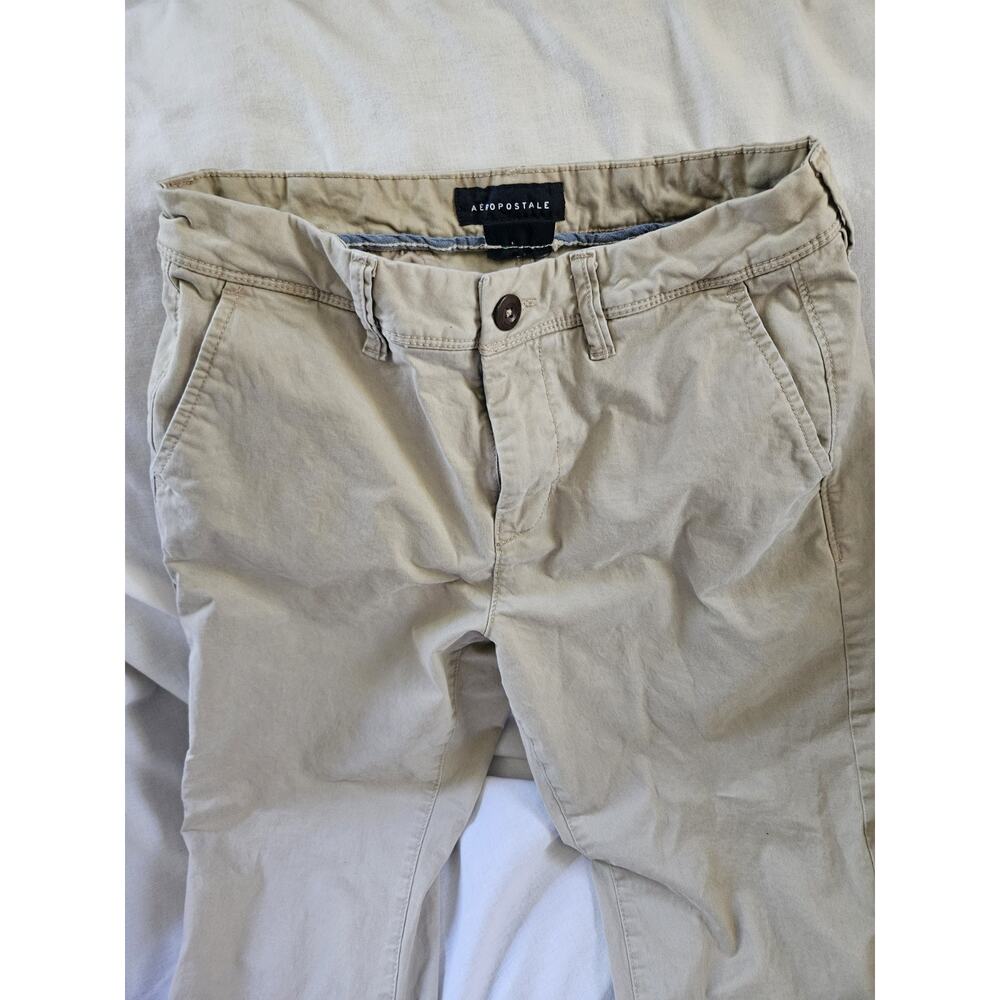 Aeropostale Chino Pants Mens 28x30 Slim Fit Straight Leg Stretch Khaki Beige
